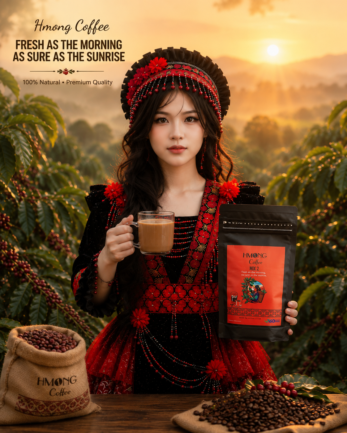 Hmong Coffee Mix 2 – Premium Vietnamese Ground Coffee | 80% Robusta, 20% Arabica