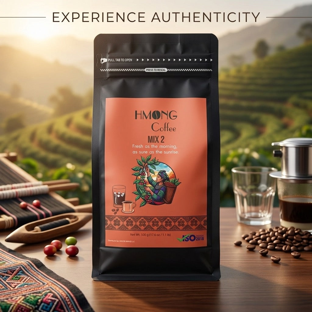 Hmong Coffee Mix 2 – Premium Vietnamese Ground Coffee | 80% Robusta, 20% Arabica